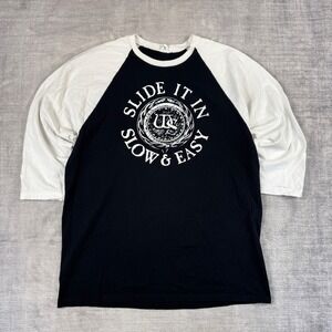 Whitesnake Shirt Mens Large Black Vintage Y2K Slide It In Raglan Band Tee Rock